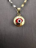 14k Gold Chain w/Pendant - Red Evil Eye