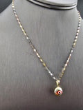 14k Gold Chain w/Pendant - Red Evil Eye