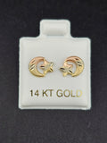 14K Gold Earrings - Multi-Color Quarter Moon