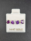 14K Gold Earrings - Purple Heart Bow