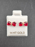 14K Gold Earrings - Red Heart Bow