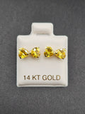 14K Gold Earrings - Yellow Heart Bow