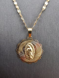 14k Gold Chain w/Pendant & Earrings - Virgin Mary