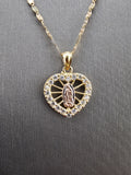 14k Gold Chain w/Pendant & Earrings - Virgin Mary