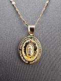 14k Gold Chain w/Pendant & Earrings - Virgin Mary