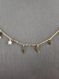 14k Gold Necklace - Star, lightning bolt and Moon