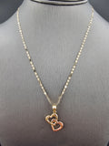 14k Gold Chain w/Pendant - Hearts