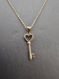 14k Gold Chain w/Pendant - Heart Key