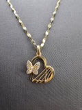 14k Gold Chain w/Pendant - Heart w/Butterfly