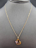 14k Gold Chain w/Pendant - Heart w/Butterfly