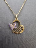 14k Gold Chain w/Pendant - Heart w/Butterfly