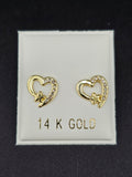 14K Gold Earrings - Hearts w/stars