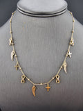 14k Gold Necklace - Infinity, Wing and Cross