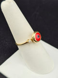 14K Gold Ring - Red Evil Eyes