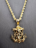 14k Gold Chain w/Pendant - Jesus on Anchor