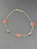 14k Gold Bracelet - Hearts