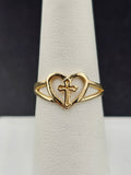 14K Gold Ring - Heart in Cross