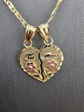 14k Gold Chain w/Pendant - Te Amo Heart Break Apart