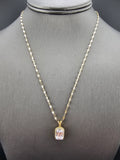 14k Gold Chain w/Pendant - Clear Emerald Cut