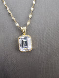 14k Gold Chain w/Pendant - Clear Emerald Cut