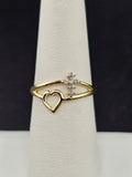 14K Gold Ring - Heart w/Cross