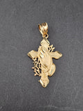 14k Gold Pendant - Praying Hands on Cross