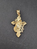 14k Gold Pendant - Praying Hands on Cross