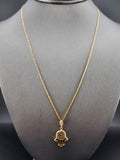 14k Gold Chain w/Pendant - Hamsa Hand