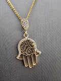 14k Gold Chain w/Pendant - Hamsa Hand