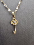 14k Gold Chain w/Pendant - Flower Key
