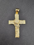 14k Gold Pendant - Praying Hands on Cross
