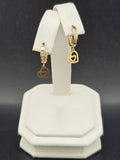 14K Gold Earrings - Huggies Hoops Hearts