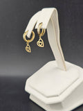14K Gold Earrings - Huggies Hoops Hearts