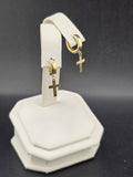 14K Gold Earrings - Cross Huggies