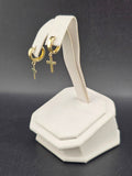 14K Gold Earrings - Cross Huggies