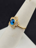 14K Gold Ring - Blue Evil Eye Flower