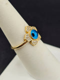 14K Gold Ring - Blue Evil Eye Flower