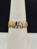 14K Gold Ring - Three Elephants