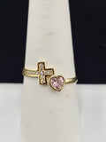 14K Gold Ring - Heart w/Cross