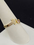 14K Gold Ring - Heart w/Cross