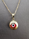 14k Gold Chain w/Pendant - Red Evil Eye