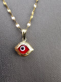14k Gold Chain w/Pendant - Red Evil Eye