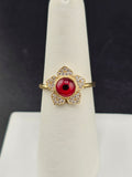14K Gold Ring - Red Evil Eye