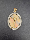 14k Gold Pendant - Double Sided Jesus and Virgin Mary