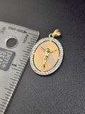 14k Gold Pendant - Double Sided Jesus and Virgin Mary