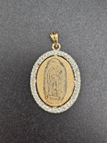 14k Gold Pendant - Double Sided Jesus and Virgin Mary