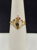 14K Gold Ring - Hand on Cross